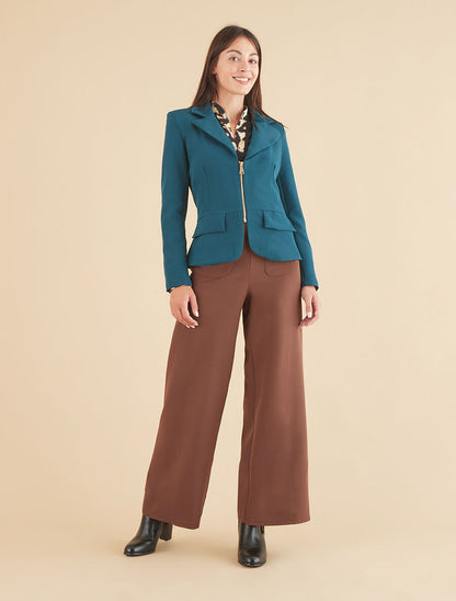 Veste cintrée à zip - Bleu pétrole - 4