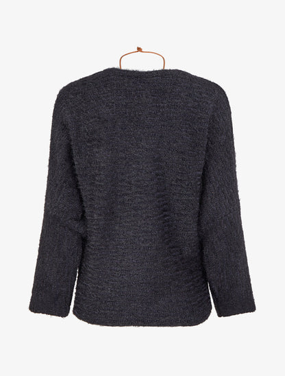 Pull duveteux à manches longues - Marine - 2