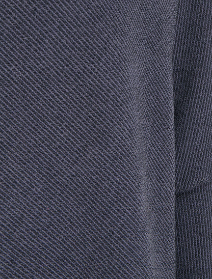 Poncho fin uni à manches longues - Marine - 3
