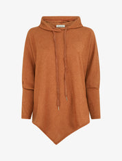 Pull fin asymétrique à capuche - Terre de sienne - 1