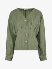 Blouse fluide à boutons décoratifs - Kaki - 1