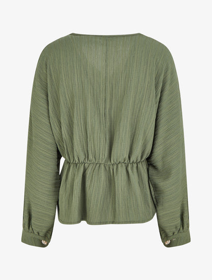 Blouse fluide à boutons décoratifs - Kaki - 2