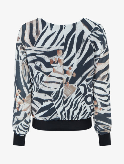 Blouse en voile imprimé animal - Noir - 2
