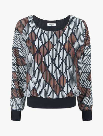 Blouse en voile imprimé graphique - Noir - 1