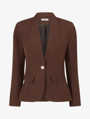 Blazer uni boutonné - Marron - 1