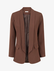 Blazer uni à poches décoratives - Marron - 1