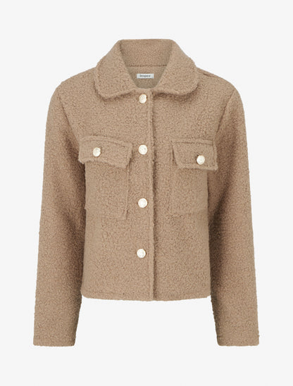 Kurzmantel in Bouclé-Wolloptik - Maulwurf