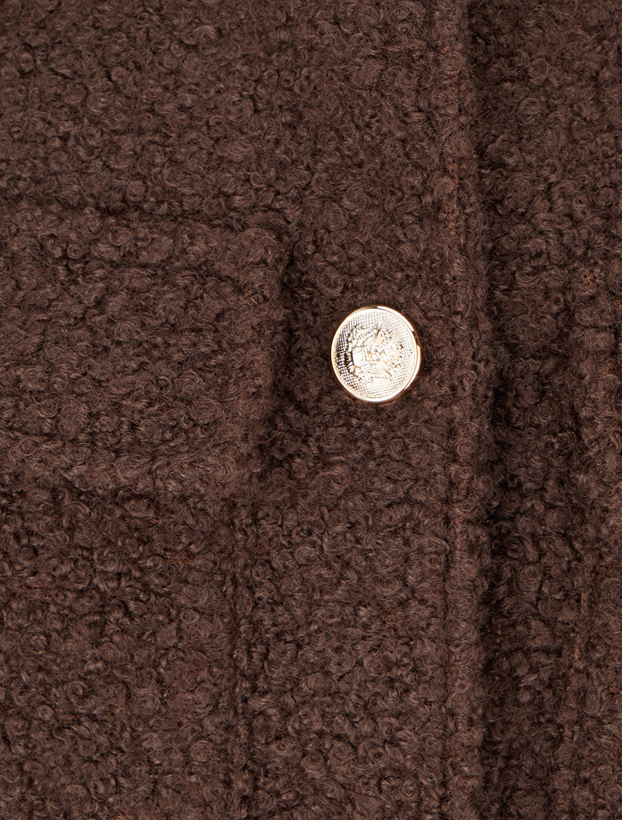 Kurzmantel in Bouclé-Wolloptik - Braun