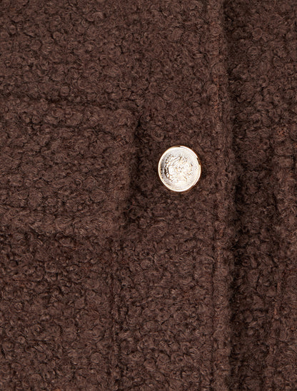 Kurzmantel in Bouclé-Wolloptik - Braun
