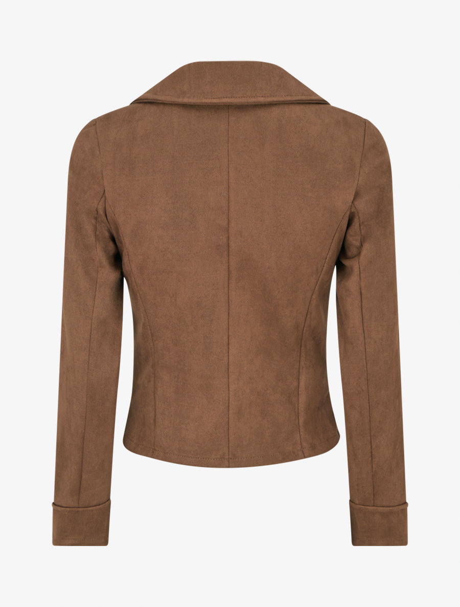 Jacke aus Wildlederimitat mit Reißverschluss - Braun