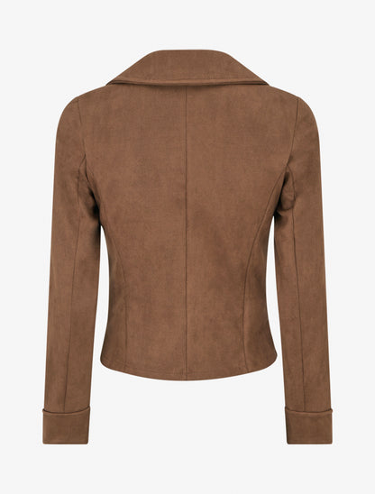 Jacke aus Wildlederimitat mit Reißverschluss - Braun