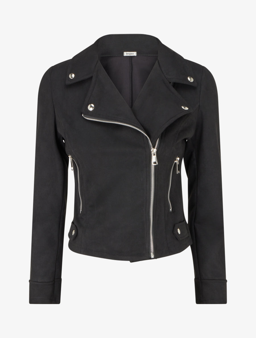 Veste en suédine à fermeture zippée - Noir - 1