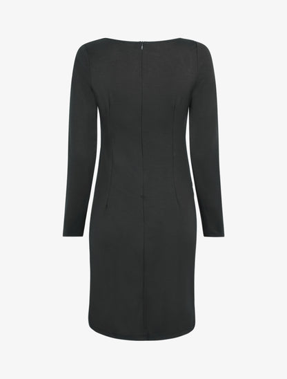 Robe droite à col bateau bijou - Noir - 2