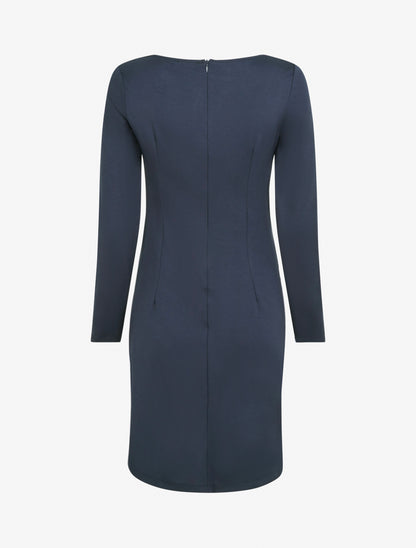 Robe droite à col bateau bijou - Marine - 2