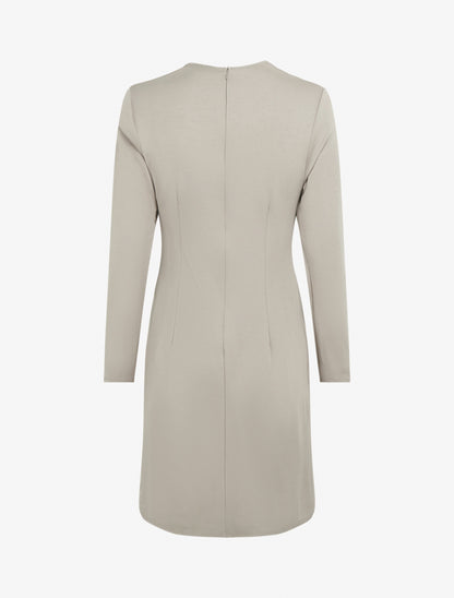 Robe droite effet torsadé à manches longues - Taupe clair - 2