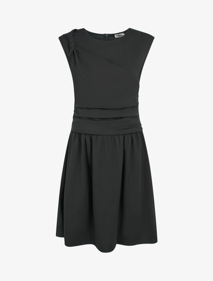 Robe evasée à empiècement torsadé - Noir - 1
