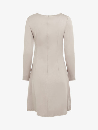 Robe à manches longues et col à boucle - Taupe clair - 2