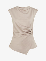 Top droit sans manches effet drapé - Taupe clair - 1