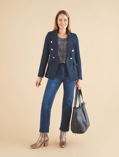 Veste boutonnée à grandes poches - Marine - 4