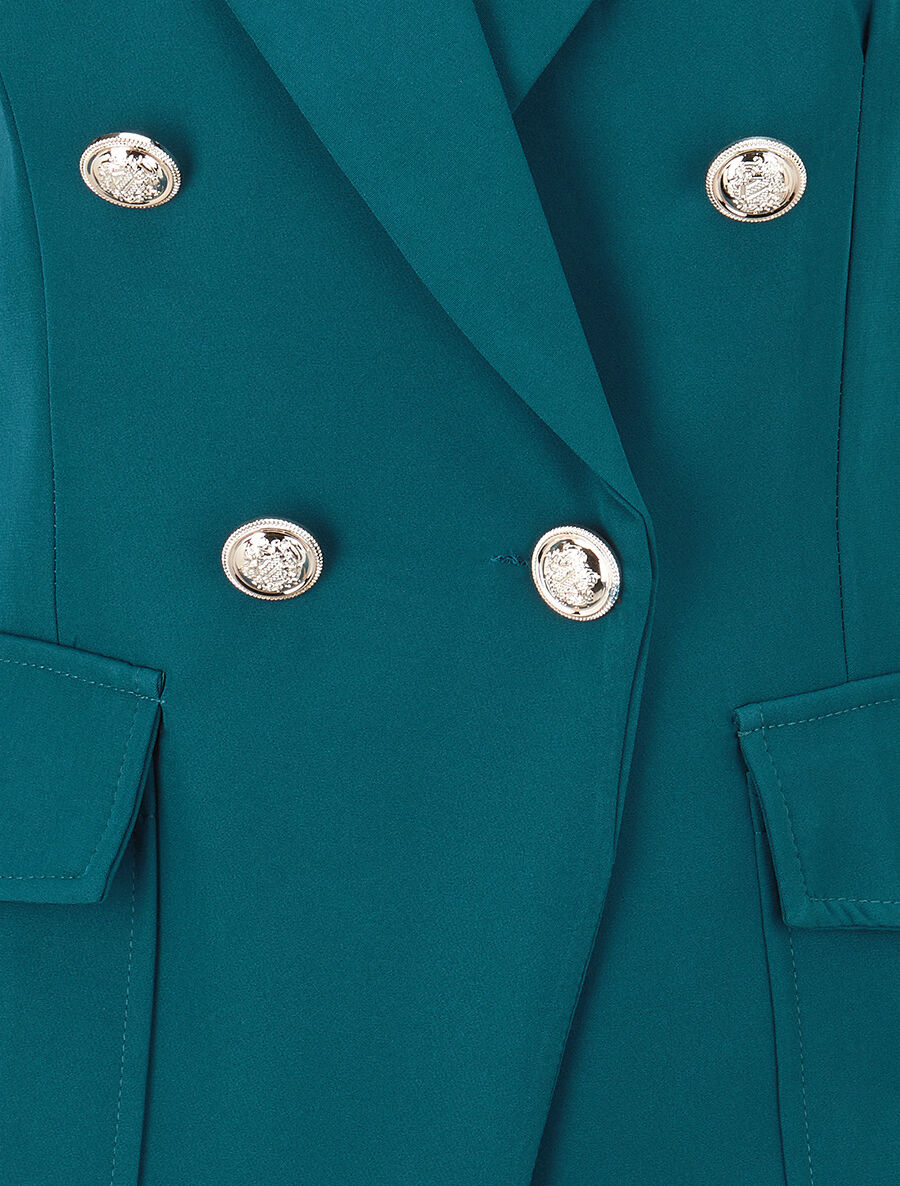 Veste boutonnée à grandes poches - Bleu lagon - 3