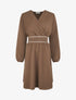 Robe uni cache-coeur à bande stylisée - Chocolat - 1