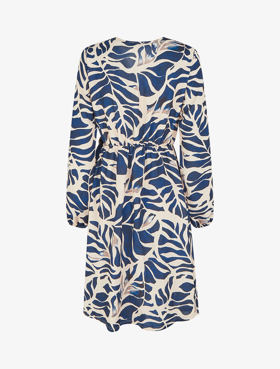 Robe élastiquée à imprimé fantaisie - Marine - 2