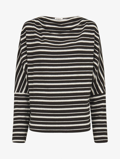 Pull dolman à rayures irisées - Noir - 1