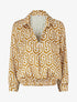 Blouse satinée imprimé rétro - Jaune moutarde - 1