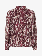 Blouse en voile imprimé léopard - Prune - 1