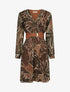 Robe légère en voile lamé imprimé feuillage - Marron - 4