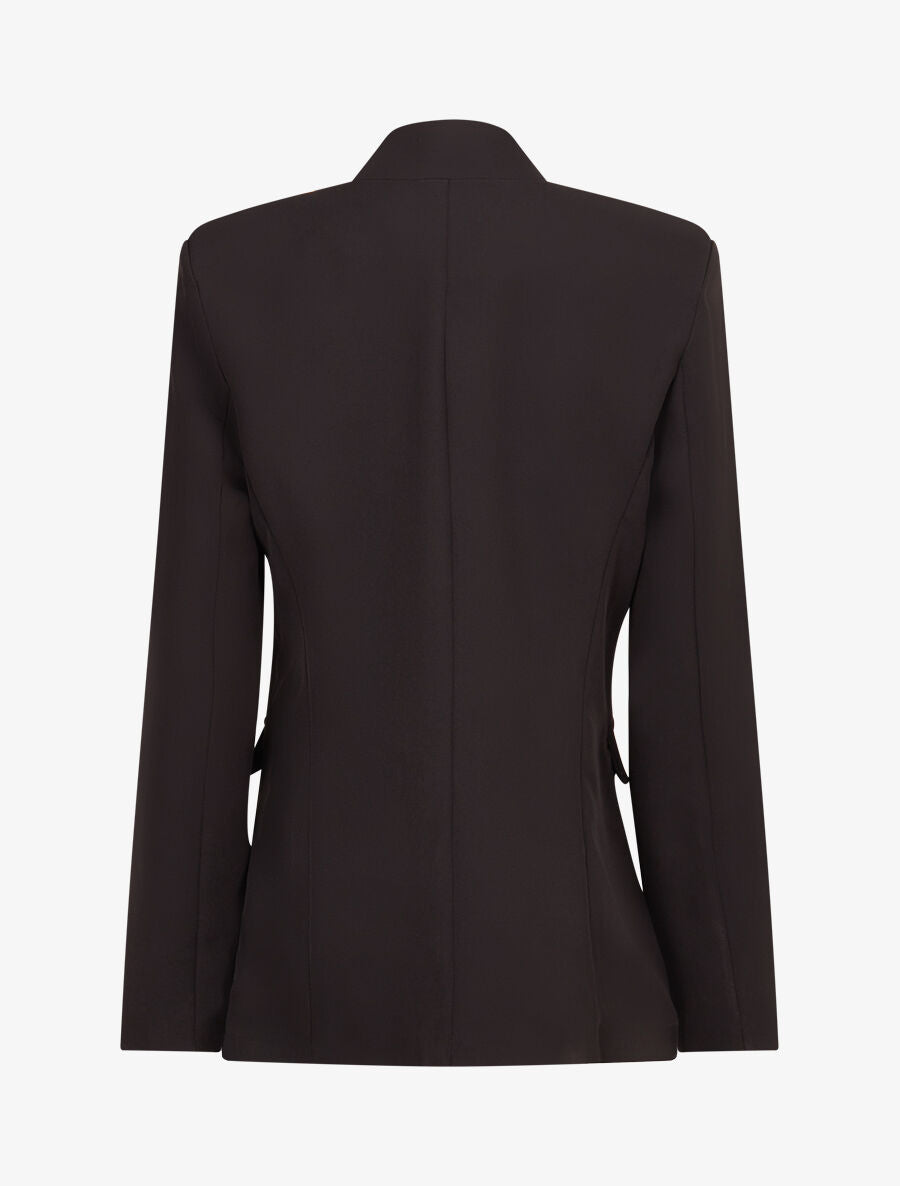 Veste longue à col cranté - Noir - 2
