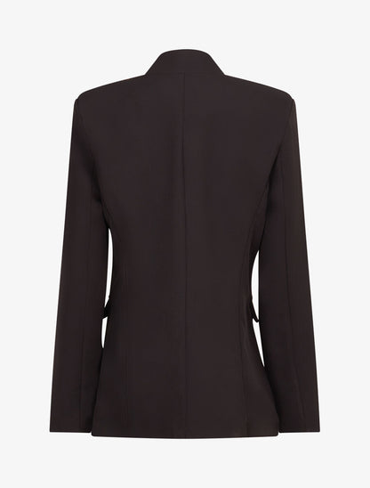 Veste longue à col cranté - Noir - 2