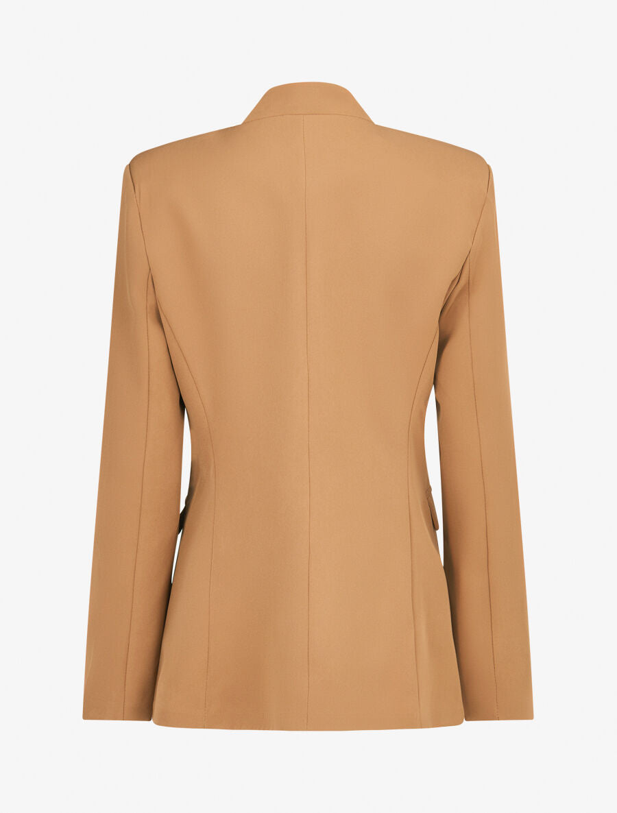 Veste longue à col cranté - Camel - 2