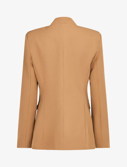 Veste longue à col cranté - Camel - 2