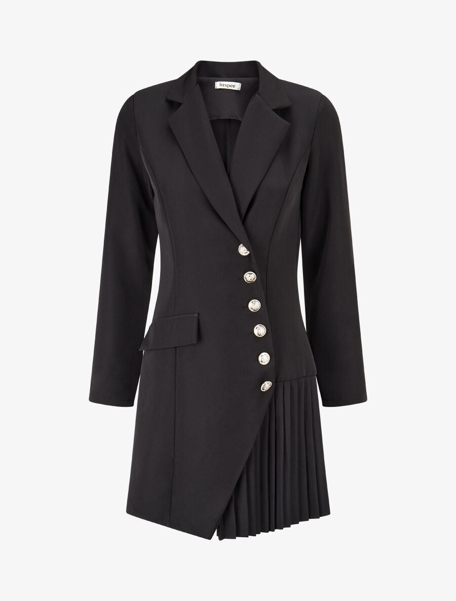 Veste longue à plis - Noir - 1
