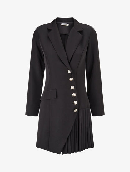 Veste longue à plis - Noir - 1
