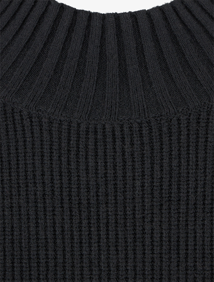 Pull droit uni côtelé - Noir - 3