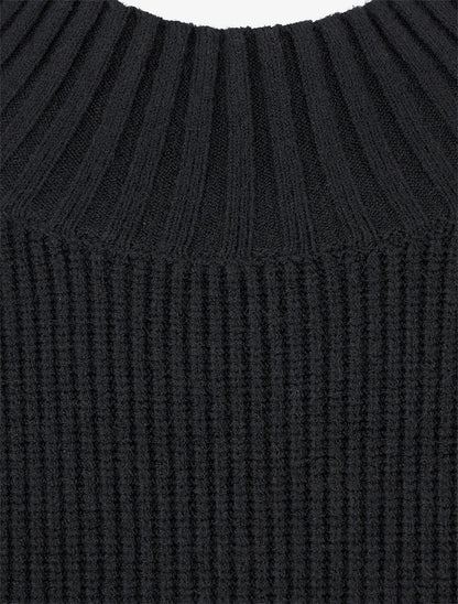 Pull droit uni côtelé - Noir - 3