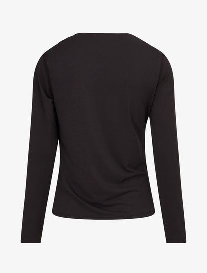Top à col asymétrique plissé - Noir - 2