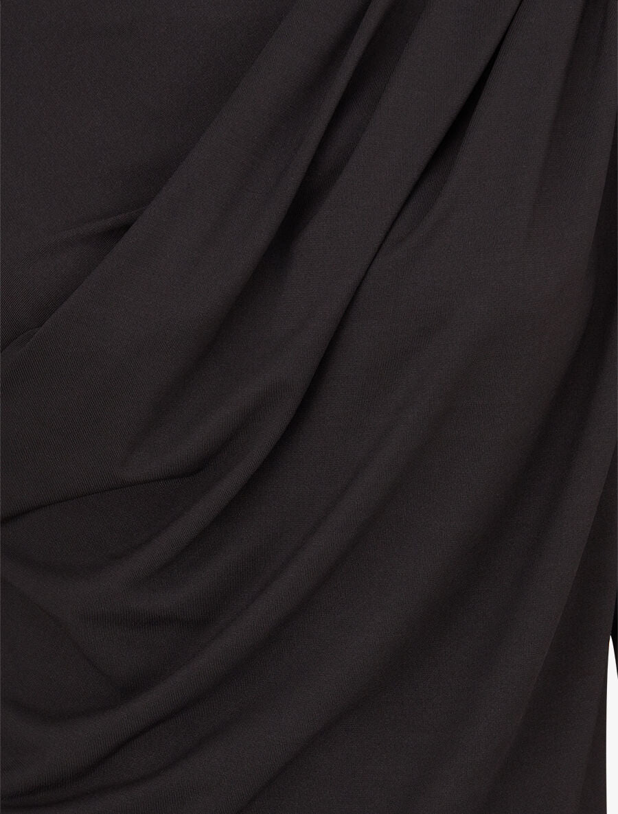 Top à col asymétrique plissé - Noir - 3