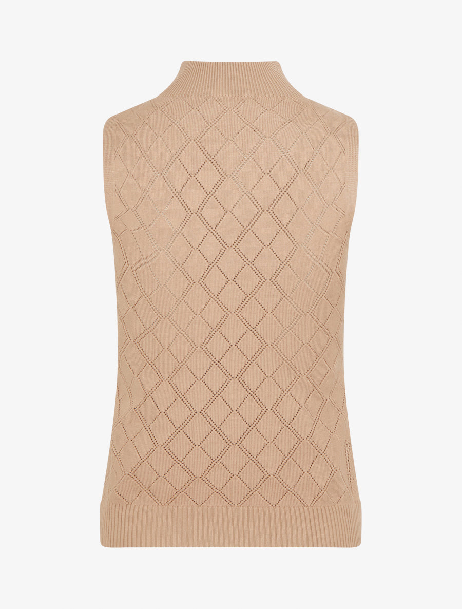 Débardeur droit en maille effet quadrillé - Beige - 2