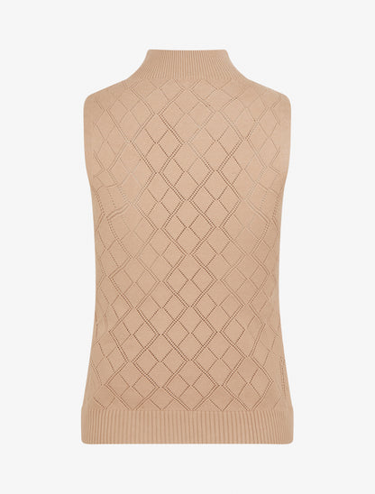Débardeur droit en maille effet quadrillé - Beige - 2