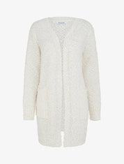 Gilet long uni à sequins - Blanc - 1