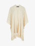 Poncho mi-long uni à franges et sequins - Beige - 1