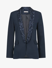 Blazer col à sequins - Marine - 1