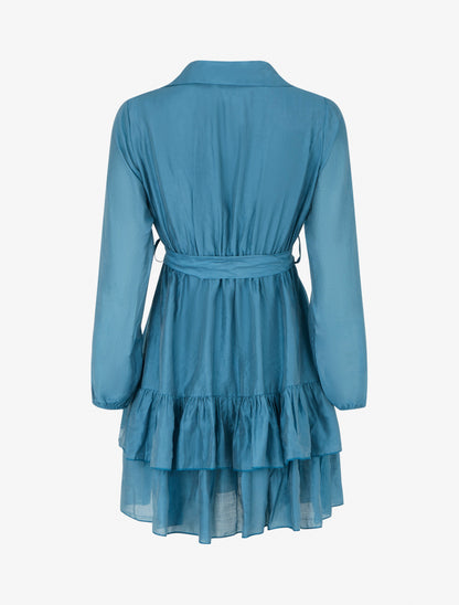 Robe courte volantée - Bleu - 2