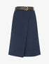 Jupe mi-longue style portefeuille - Marine - 1