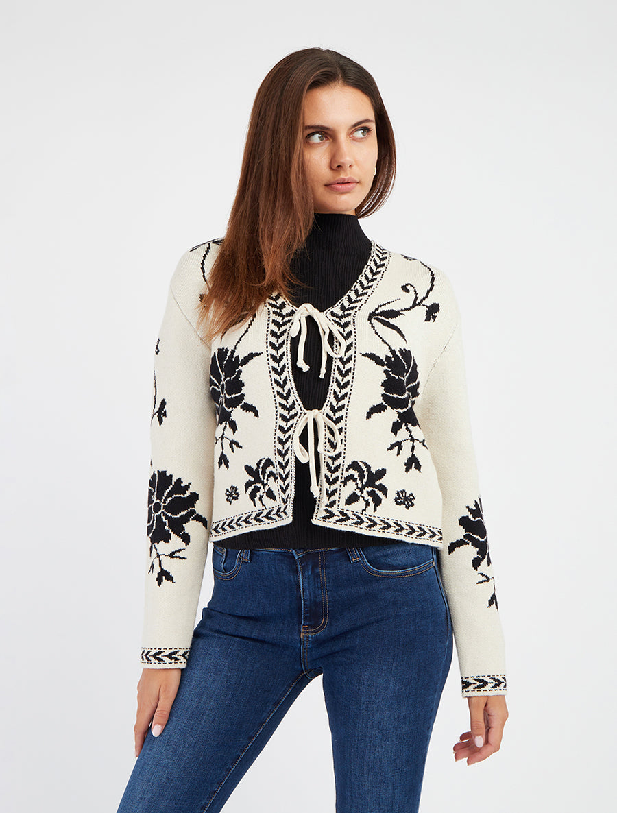 Barock bedruckte Wickelweste - Weiß