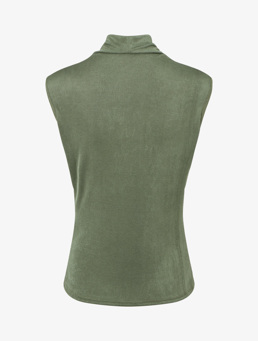 Top uni sans manches à col bénitier - Kaki - 2