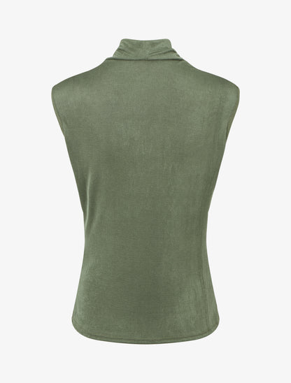 Top uni sans manches à col bénitier - Kaki - 2